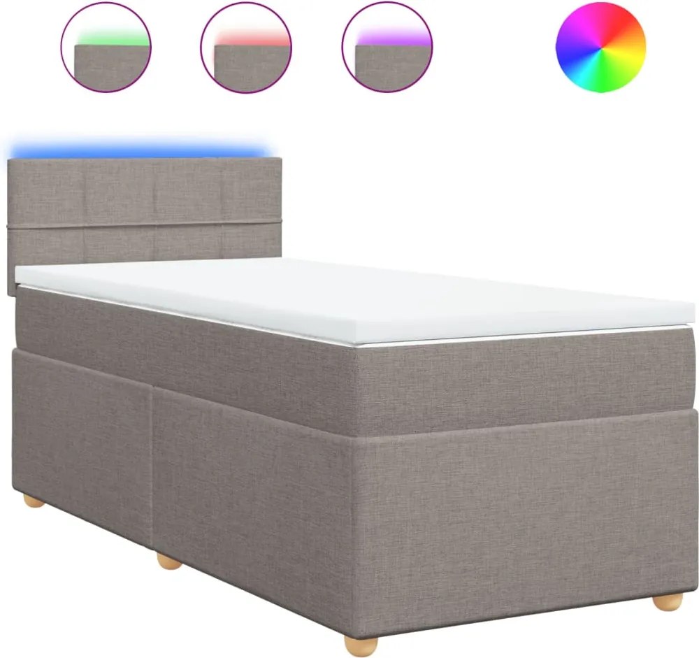 vidaXL tópszínű szövet rugós ágy matraccal 80 x 200 cm