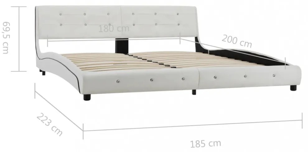 Fehér műbőr ágykeret 180 x 200 cm
