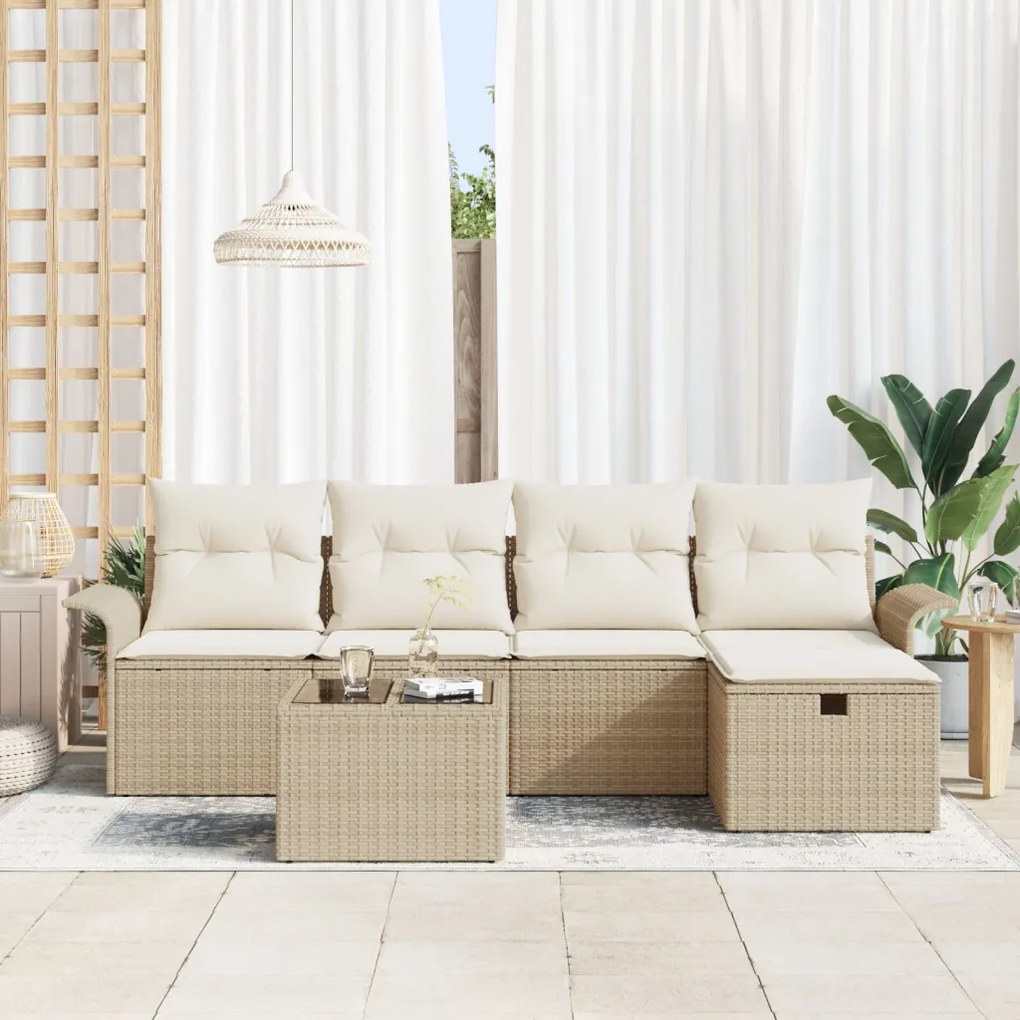 Kerti Kanapé Szett 6 pcs bézs és krémszínű 251 x 117 x 85 cm