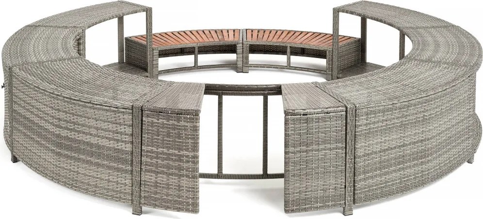 Lay-Z-Spa kör alakú rattan pezsgőfürdő bútor, 200 cm, szürke
