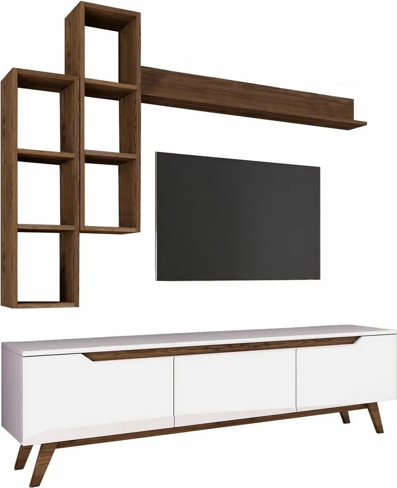 Mia Walnut and White TV fal
