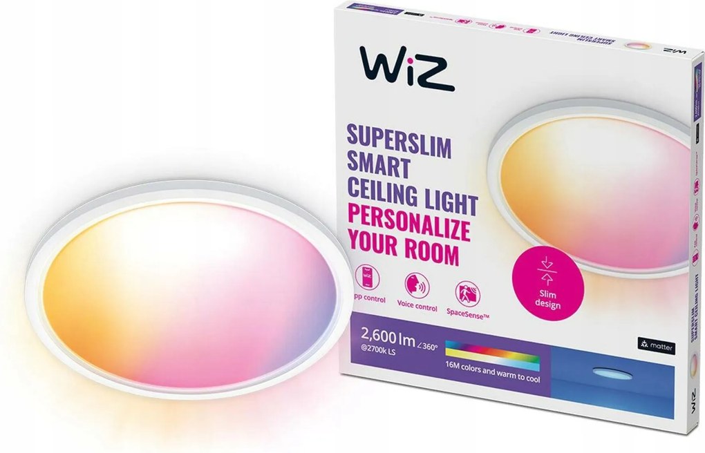 WiZ SuperSlim felületre szerelhető Led lámpatest 22W 2600lm 2700-6500K Rgb IP20 42cm, fehér
