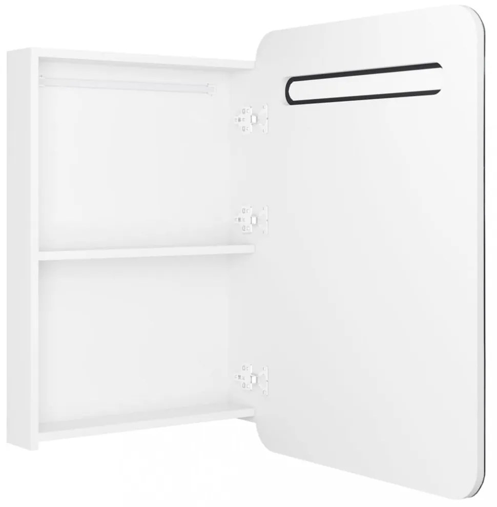 fényes fehér LED-es tükrös fürdőszobaszekrény 60 x 11 x 80 cm