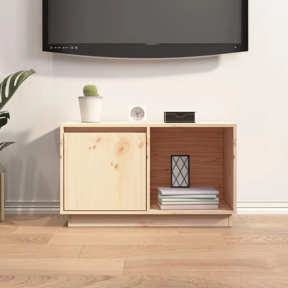 tömör fenyőfa TV-szekrény 74 x 35 x 44 cm