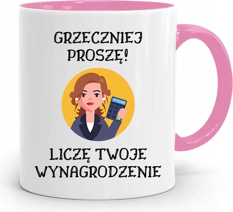 Rózsaszín Bögre Ajándék Könyvelőnek, fényképes nyomattal