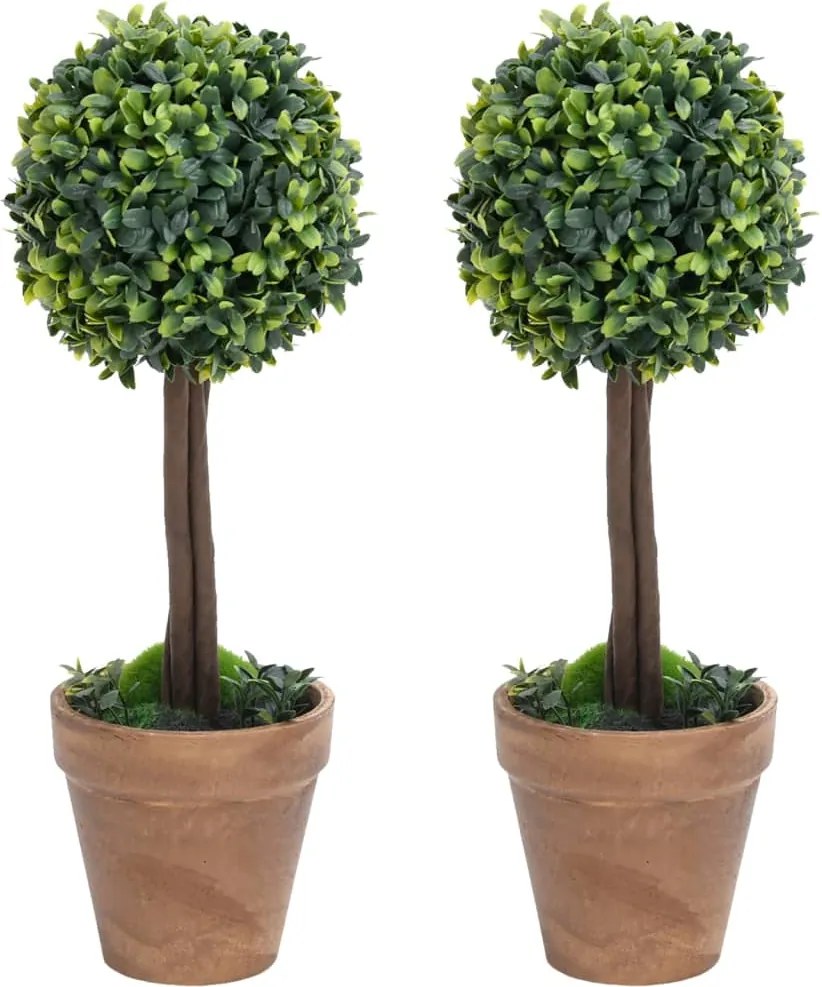 vidaXL 2 db zöld gömbalakú cserepes műpuszpáng 41 cm