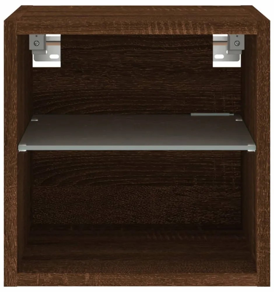barna tölgy színű fali TV-szekrény LED-ekkel 30 x 28,5 x 30 cm