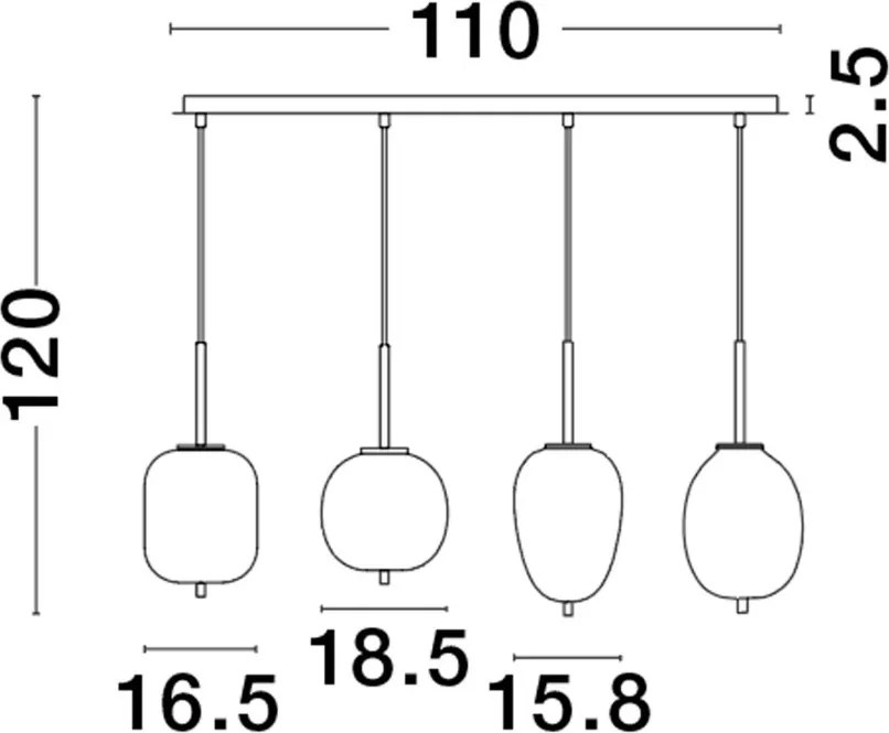 NOVALUCE 9624083 LATO Többágú Függesztett Lámpa E14 IP20
