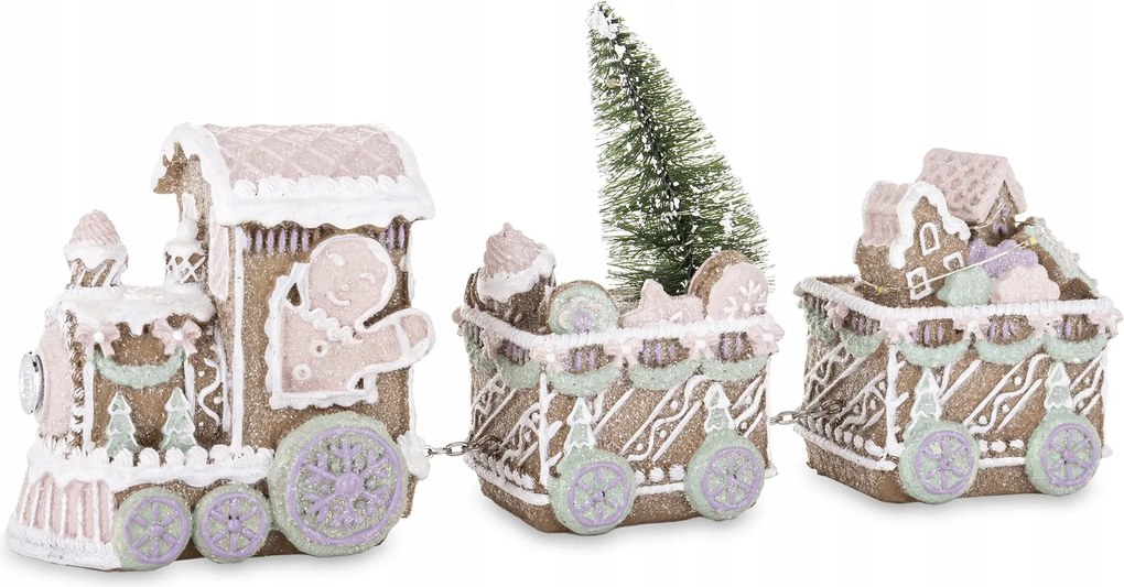 Karácsonyi dekoráció Karácsony Mézeskalács vonat Led mozdony vagonok