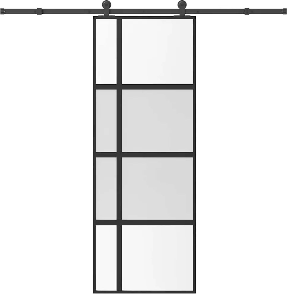 vidaXL tolóajtó vasalatokkal 76x205 cm edzett üveg&Alumínium