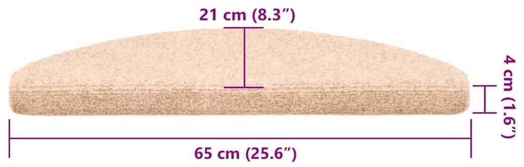 öntapadós lépcsőszőnyegek, 30 db, világosbarna, félkör alakú, nagy, 65 x 21 x 4 cm