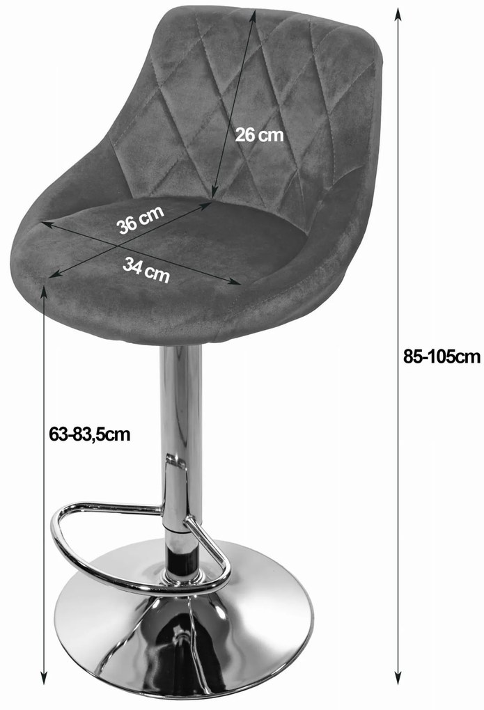 Szürke bárszék KAST VELVET