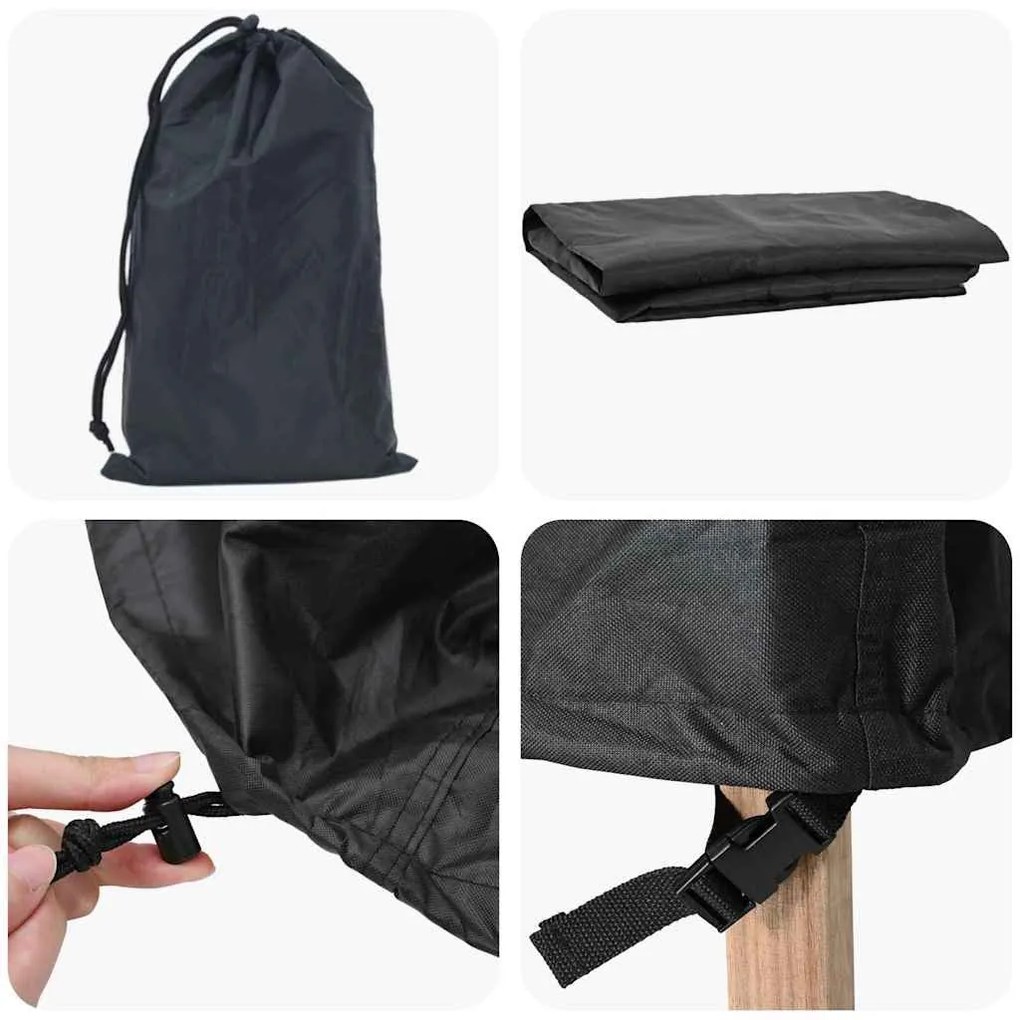 Kerti Pad Borító Fekete 175 x 85 x 65 / 94 cm 210D szövet