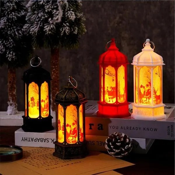 Hatszögletű lámpa 5.5*14, karácsonyi nyomtatás, elektronikus változat,4db