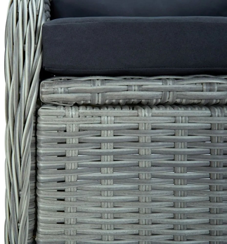 9 részes világosszürke polyrattan kültéri étkezőszett párnákkal