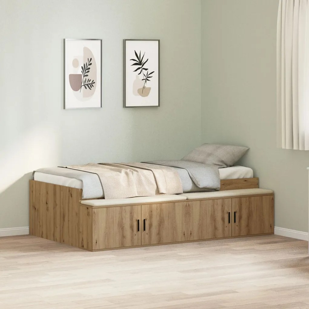 tároló ágykeret kézműves tölgy 90x200 cm