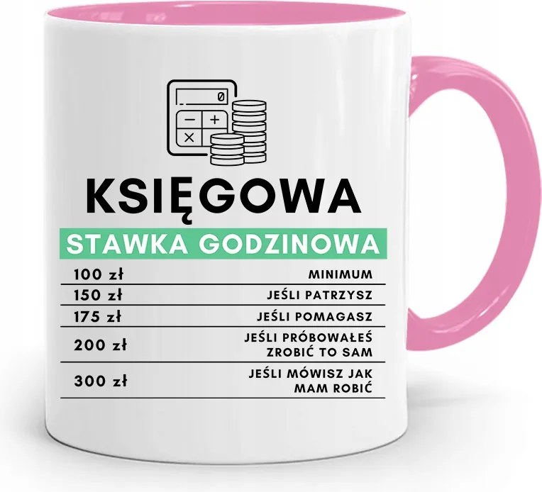 Rózsaszín Bögre Ajándék Könyvelőnek, fényképes nyomattal