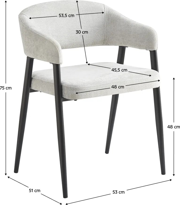 Dizájner étkezőszék, világosszürke/fekete, NIZAR TYP 2