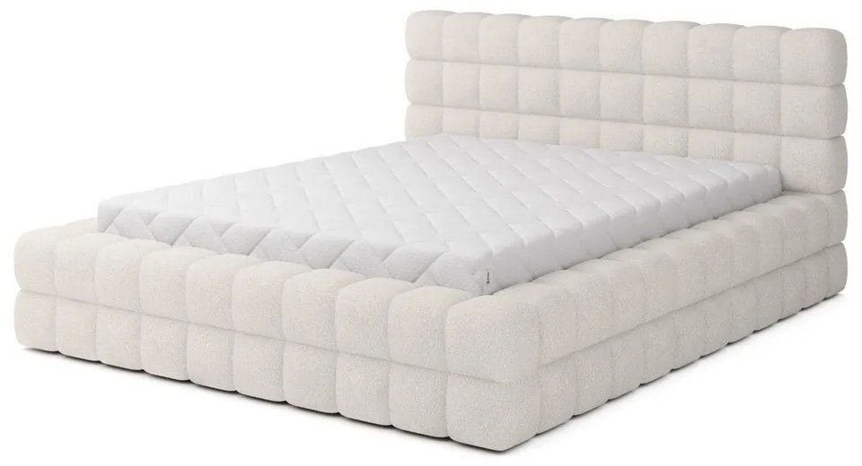 Fehér kárpitozott ágyneműtartós franciaágy ágyráccsal 160x200 cm Dizzle – ELTAP