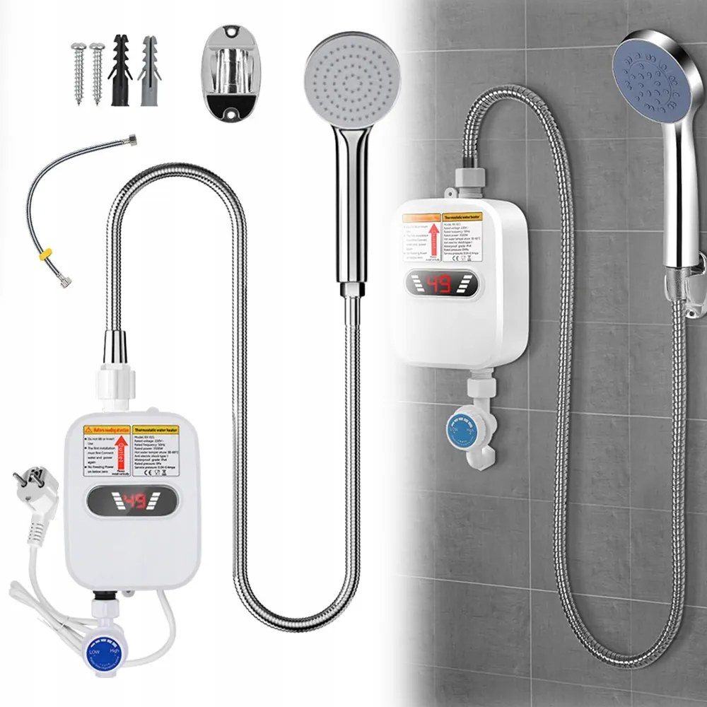 Vízmelegítő Elektromos vízmelegítő kézizuhannyal 3000W