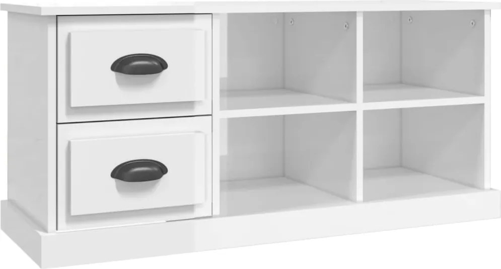 vidaXL magasfényű fehér szerelt fa TV-szekrény 102 x 35,5 x 47,5 cm