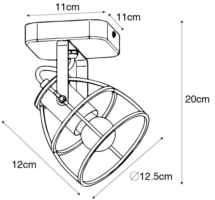 Ipari spotlámpa sötét szürke fával állítható - Arthur