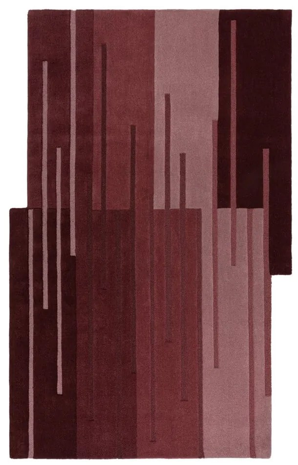 Borvörös kézi szövésű gyapjú szőnyeg 120x180 cm Split Ombre Shaped – Flair Rugs