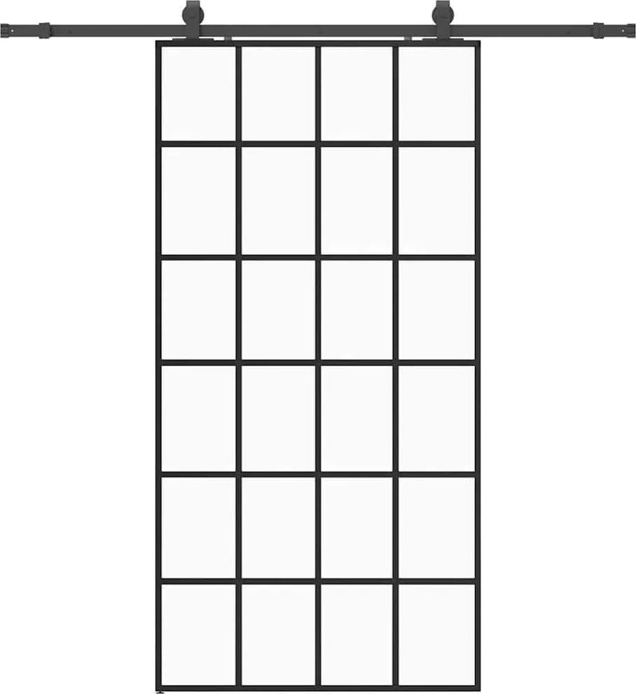 vidaXL fekete ESG üveg tolóajtó fémszerelvény-szettel 102x205 cm