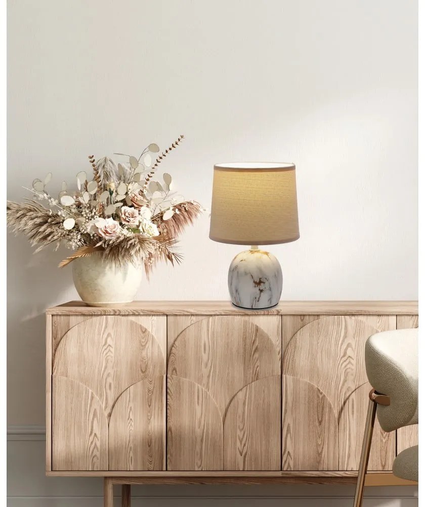 Krémszínű asztali lámpa textil búrával (magasság 25 cm) Adelina – Candellux Lighting