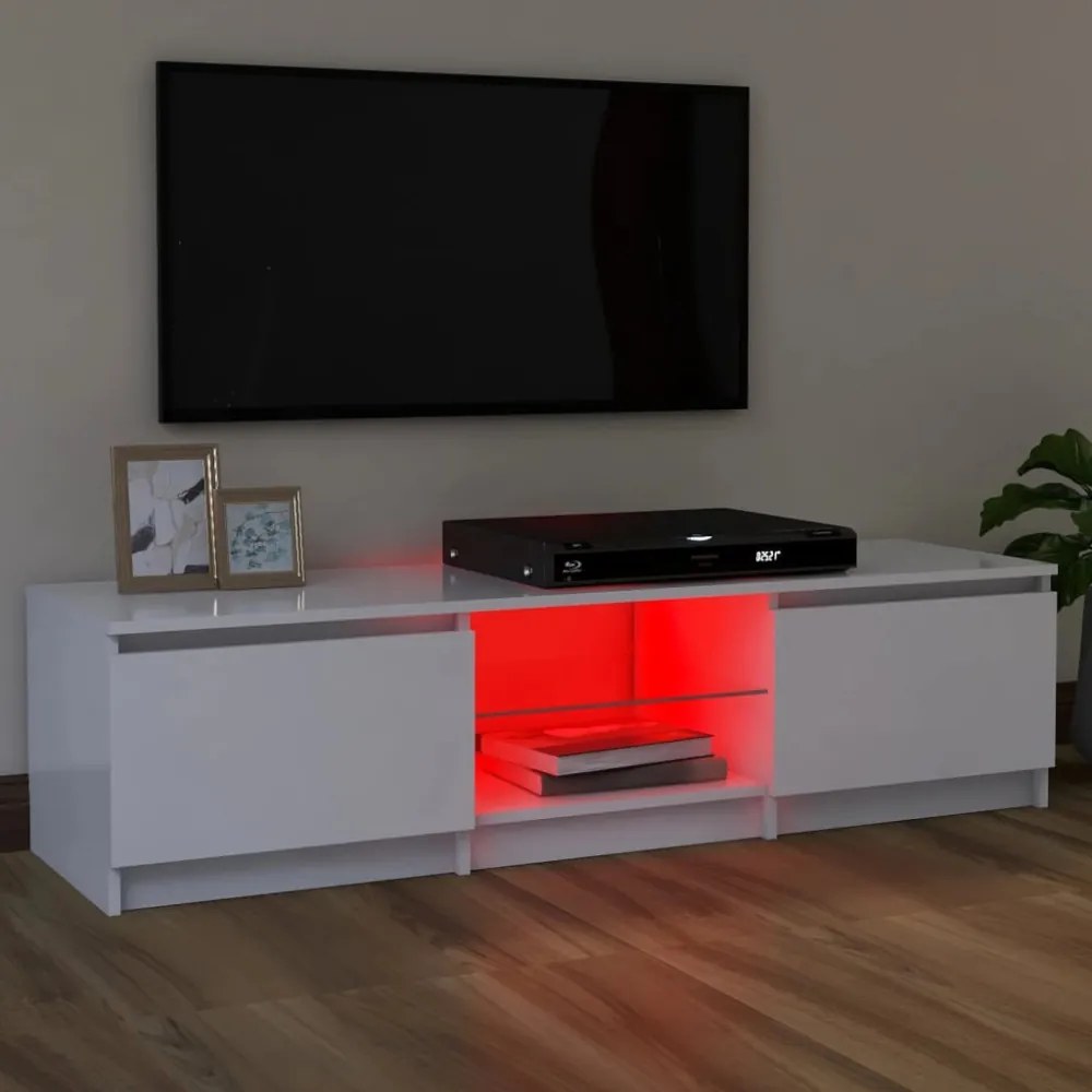 fehér TV-szekrény LED lámpákkal 120 x 30 x 35,5 cm