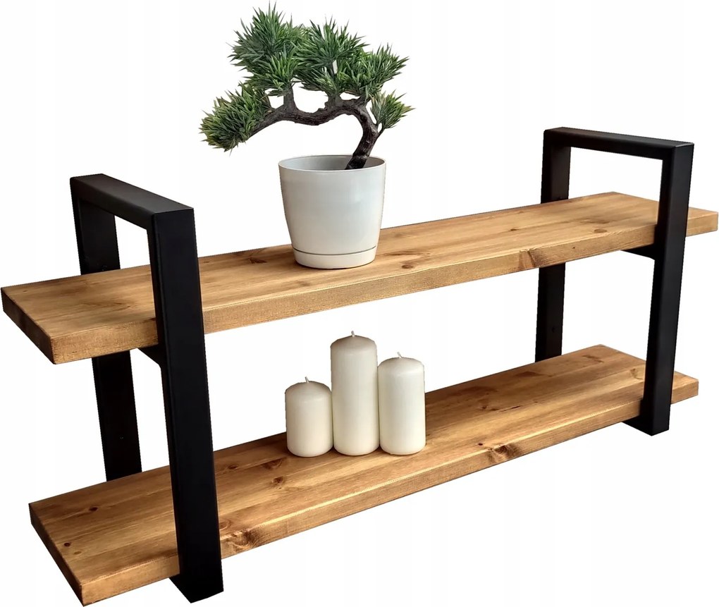 Dupla polc Fenyő Loft Boho fa polc 40 x 20 cm ipari tölgy