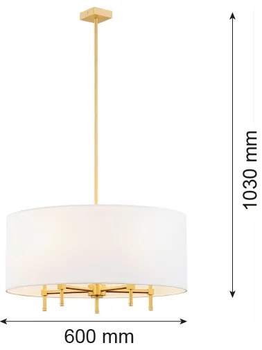 Argon 2132 - Csillár rúdon ABBANO 5xE14/7W/230V sárgaréz/fehér