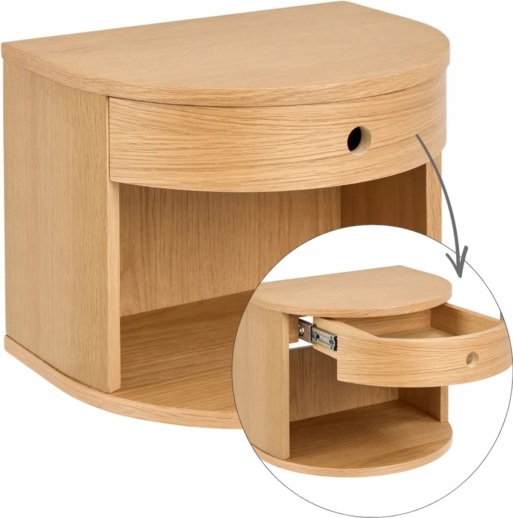 Fali Akasztós Éjjeliszekrény Fiókkal bézs éjjeli asztal hálószobába