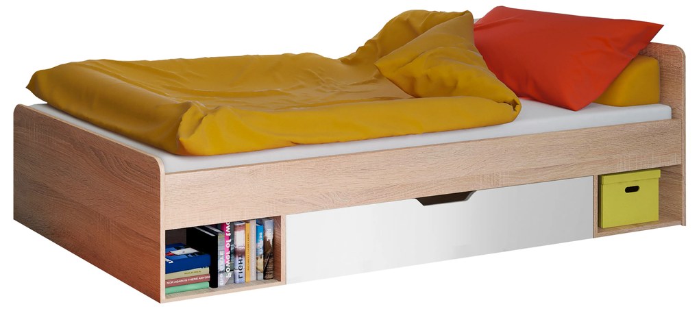 Egyszemélyes ágy 90 cm Terrell (szonoma tölgy + fehér) (matrac és ágyrács nélkül). 1053300