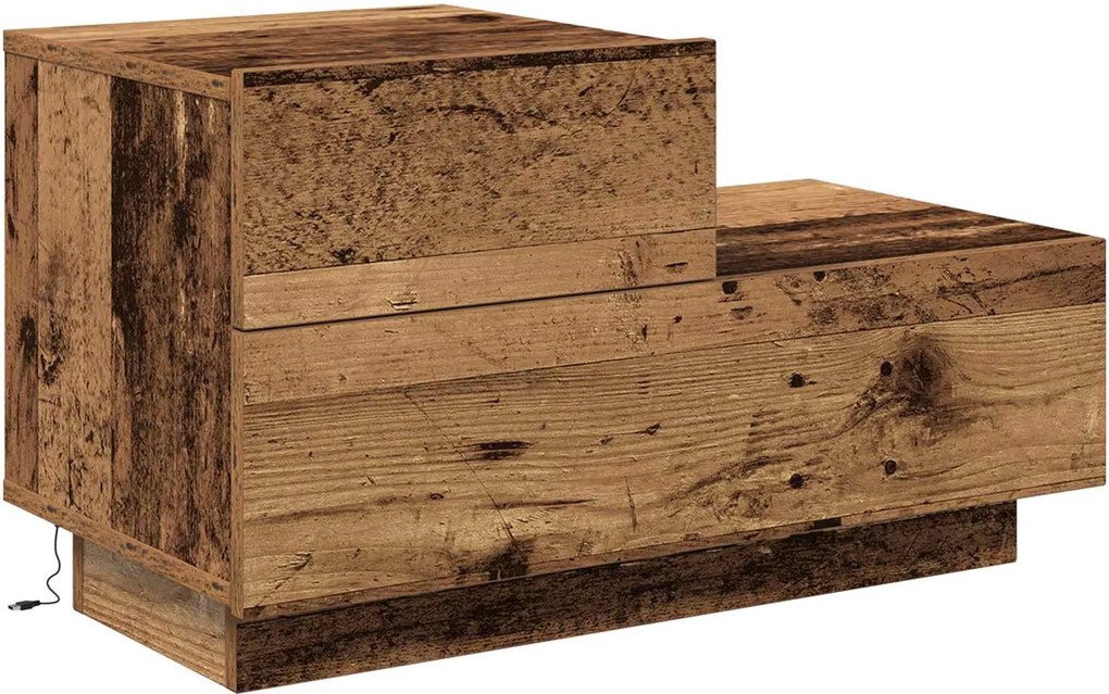 vidaXL Éjjeliszekrény fiókkal Öreg fa 70 x 36 x 40,5 cm Faanyag