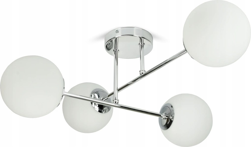 Mennyezeti lámpa Csillár Plafon Króm Üveg Fehér Gömbök Üveg W4 Led G9