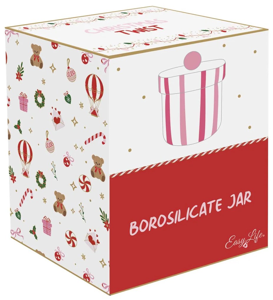 Karácsonyi Üveg cukorkatároló 9x9,5 cm díszdobozban Christmas Twist