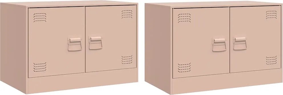 vidaXL 2 db rózsaszín acél TV-szekrény 67 x 39 x 44 cm