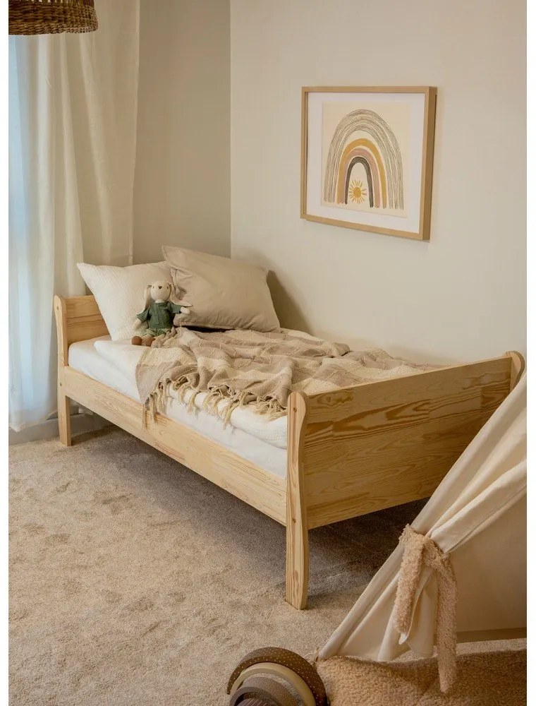 Natúr színű borovi fenyő gyerekágy ágyráccsal 90x190 cm Roma – Adeko