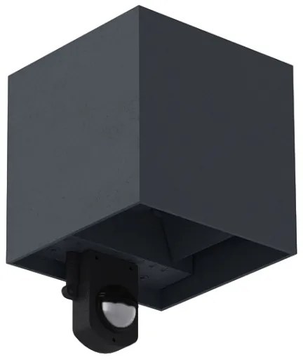 Brilagi - CUBE kültéri fali lámpa érzékelővel, LED/6W/230V, antracit