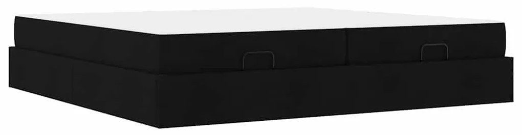 Ágykeret tárolóval Fekete 200 x 200 cm szövet