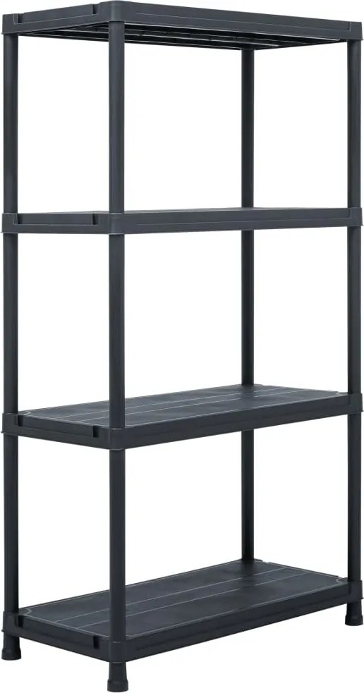 vidaXL fekete műanyag tároló polc 100 kg 60 x 30 x 138 cm