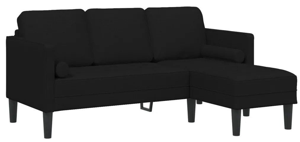 3 személyes L-alakú kanapé Fekete 160 cm Szövet