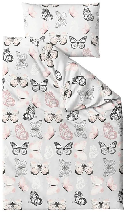 Mikroszálas ágyneműhuzat MY BUTTERFLY világosszürke Ágyneműhuzat mérete: 2 db 70 x 90 cm | 200 x 220 cm