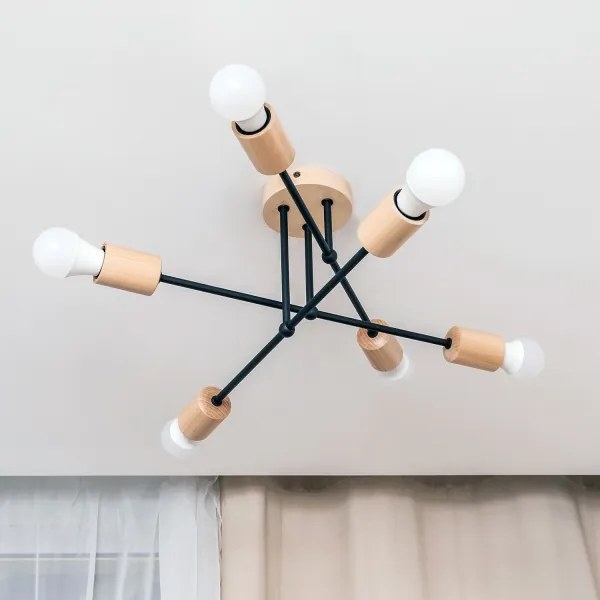 Plafonra szerelhető CAMBRIDGE csillár 6xE27/15W/230V fenyő