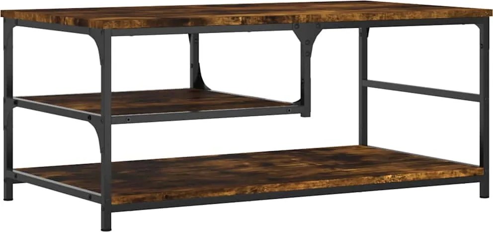 vidaXL füstös tölgy színű szerelt fa dohányzóasztal 90 x 49 x 40 cm