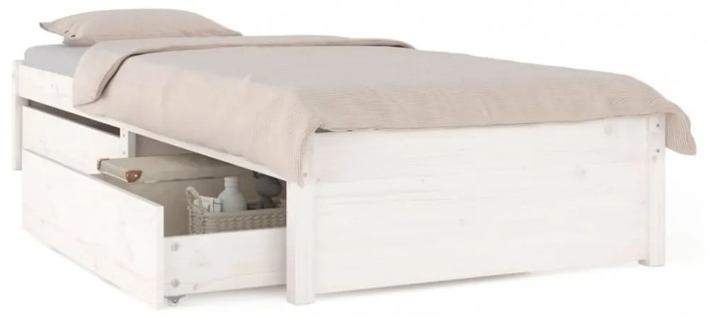 fehér ágykeret fiókokkal 90 x 190 cm (Single)