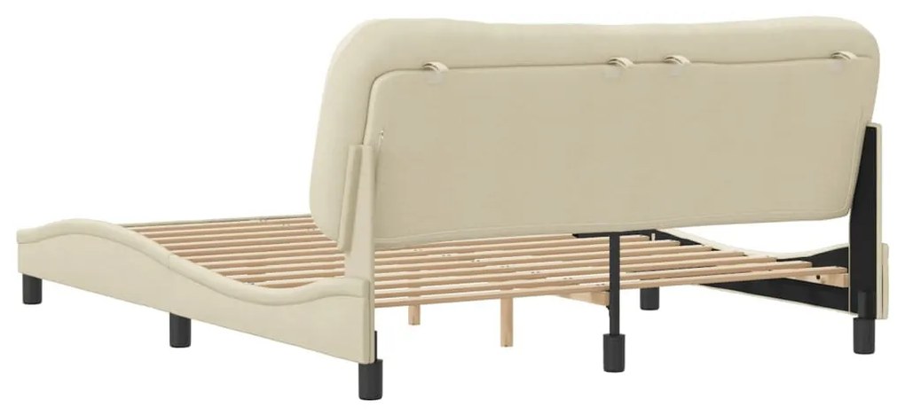 krémszínű szövet ágykeret matrac nélkül Hvar 160 x 200 cm