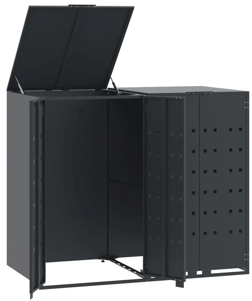 antracit acél kerekes tároló 2 szemeteskukához 138x79x117 cm