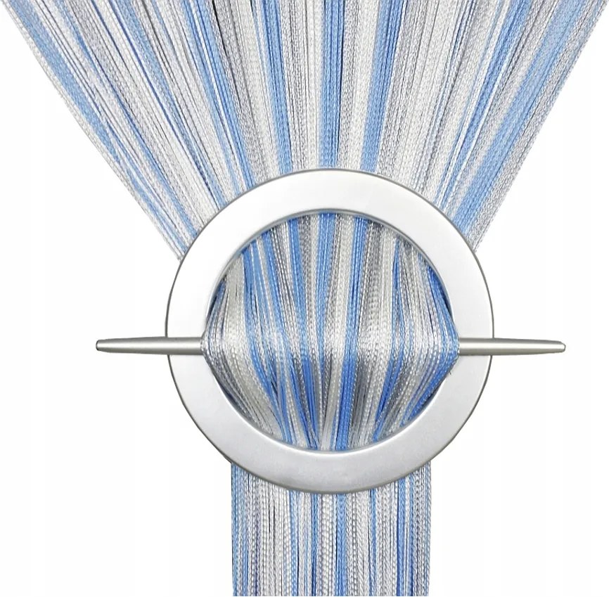 Függöny Spagetti Függöny kész makró 150x180 cm magas fehér kék szürke